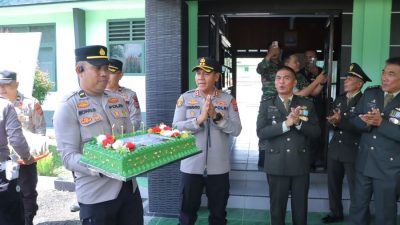 Soliditas TNI-Polri, Kapolres Kotamobagu Datangi Kodim 1303/BM Beri Surprise HUT TNI ke-80
